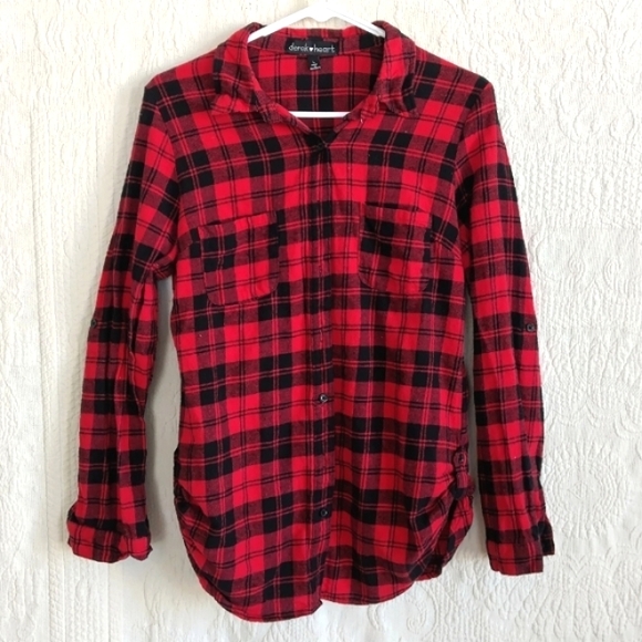 Derek Heart | Tops | Derek Heart Buffalo Plaid Flannel Shirt Button ...